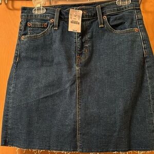 J Crew Mercantile Raw Edge Denim Midi Skirt Size 00